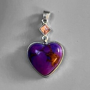 Purple Turquoise Heart Pendant